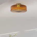 Lampa Sufitowa Retro ze Szklanym Kloszem i Wzorem Promieni Słońca
