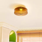 Lampa Sufitowa Retro ze Szklanym Kloszem i Wzorem Promieni Słońca
