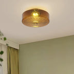 Lampa Sufitowa Retro ze Szklanym Kloszem i Wzorem Promieni Słońca