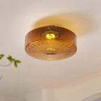 Lampa Sufitowa Retro ze Szklanym Kloszem i Wzorem Promieni Słońca