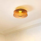 Lampa Sufitowa Retro ze Szklanym Kloszem i Wzorem Promieni Słońca