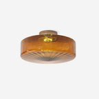 Lampa Sufitowa Retro ze Szklanym Kloszem i Wzorem Promieni Słońca