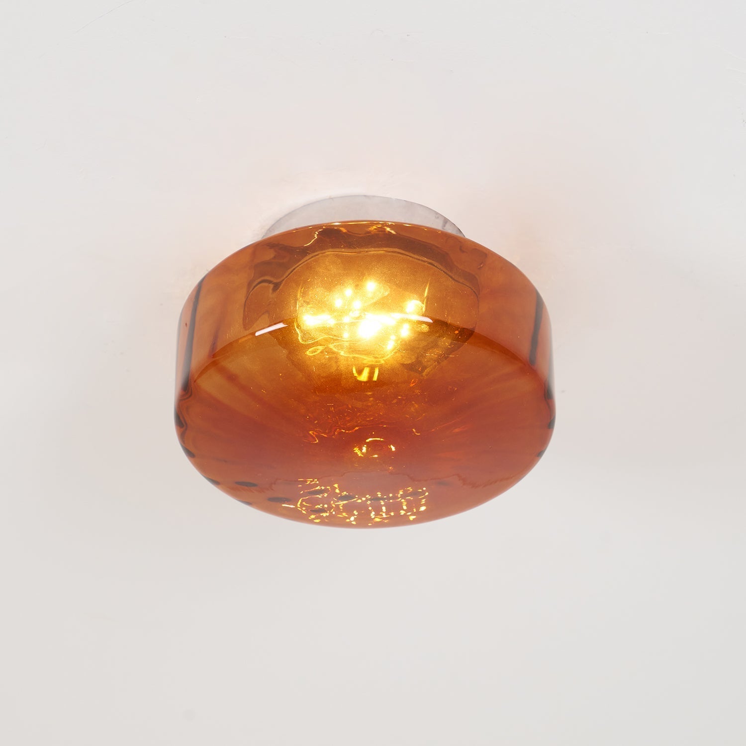 Lampa Sufitowa Retro ze Szklanym Kloszem i Wzorem Promieni Słońca