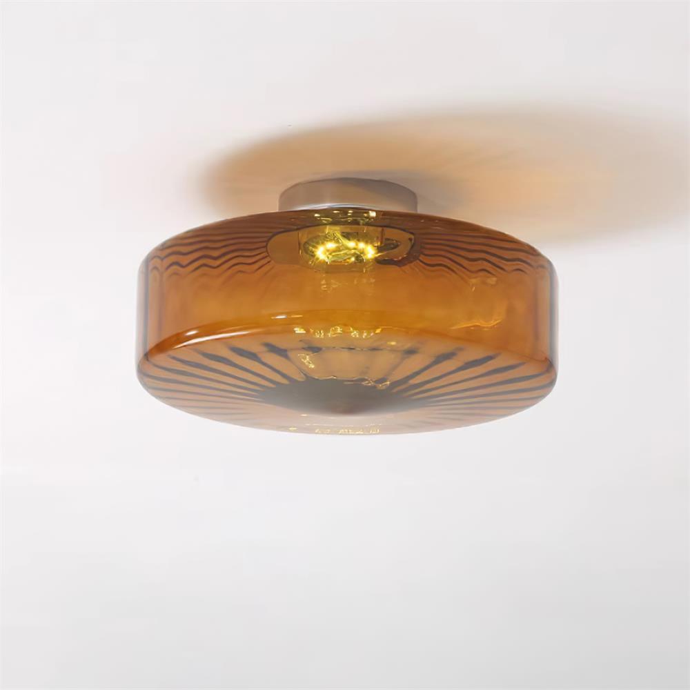 Lampa Sufitowa Retro ze Szklanym Kloszem i Wzorem Promieni Słońca