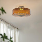 Lampa Sufitowa Retro ze Szklanym Kloszem i Wzorem Promieni Słońca