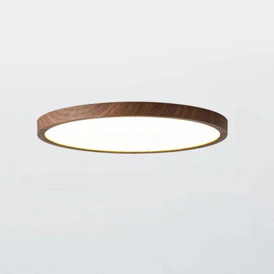 Lampa Sufitowa Skandynawska Okrągła Ultracienka z Drewnianą Ramą