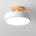 Lampa Sufitowa Skandynawska Okrągła z Drewnianą Podstawą