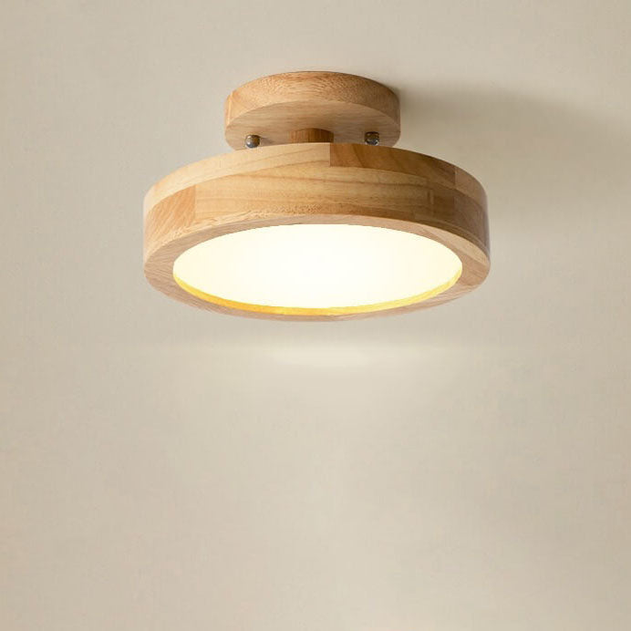 Lampa Sufitowa Skandynawska Okrągła z Drewnianą Podstawą