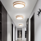 Lampa Sufitowa Skandynawska Okrągła z Drewnianą Ramą