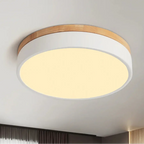 Lampa Sufitowa Skandynawska Okrągła z Drewnianą Ramą