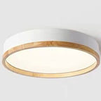 Lampa Sufitowa Skandynawska Okrągła z Drewnianą Ramą LED Plafon
