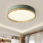 Lampa Sufitowa Skandynawska Okrągła z Drewnianą Ramą LED Plafon