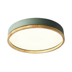 Lampa Sufitowa Skandynawska Okrągła z Drewnianą Ramą LED Plafon