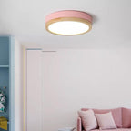 Lampa Sufitowa Skandynawska Okrągła z Drewnianą Ramą LED Plafon