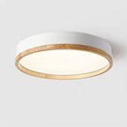 Lampa Sufitowa Skandynawska Okrągła z Drewnianą Ramą LED Plafon