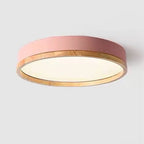Lampa Sufitowa Skandynawska Okrągła z Drewnianą Ramą LED Plafon