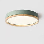 Lampa Sufitowa Skandynawska Okrągła z Drewnianą Ramą LED Plafon