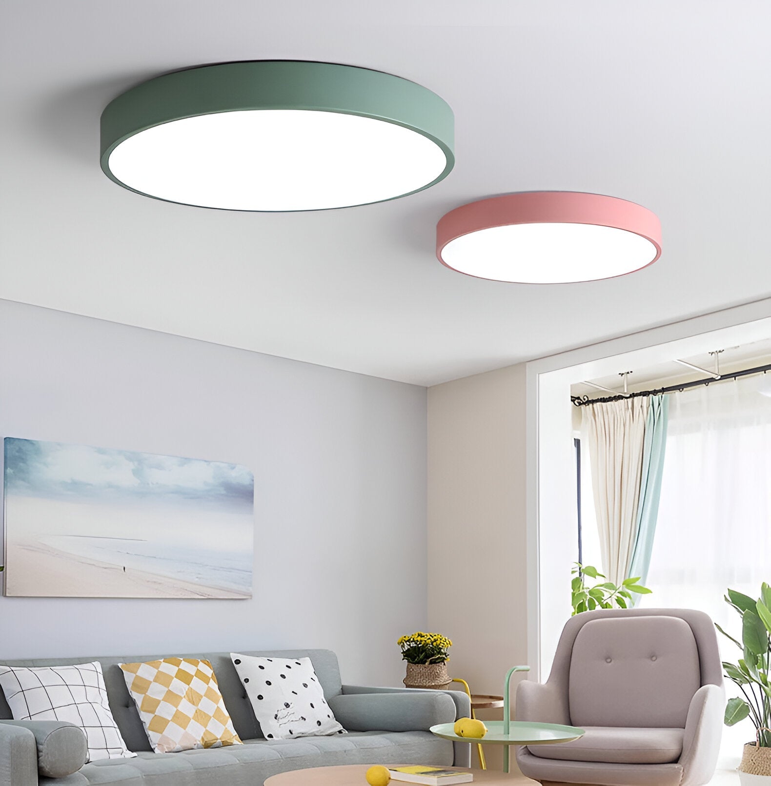 Lampa Sufitowa Skandynawska Okrągła z Regulacją Barwy Światła