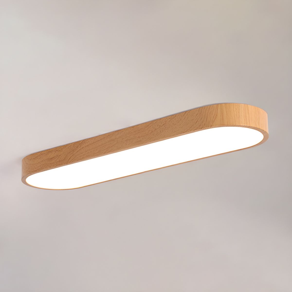 Lampa Sufitowa Skandynawska z Drewnianą Obudową i Białym Kloszem