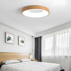 Lampa Sufitowa Skandynawska z Drewnianą Obudową i Białym Kloszem