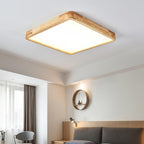 Lampa Sufitowa Skandynawska z Drewnianą Oprawą i Akrylowym Kloszem