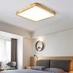 Lampa Sufitowa Skandynawska z Drewnianą Oprawą i Akrylowym Kloszem