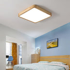 Lampa Sufitowa Skandynawska z Drewnianą Oprawą i Akrylowym Kloszem