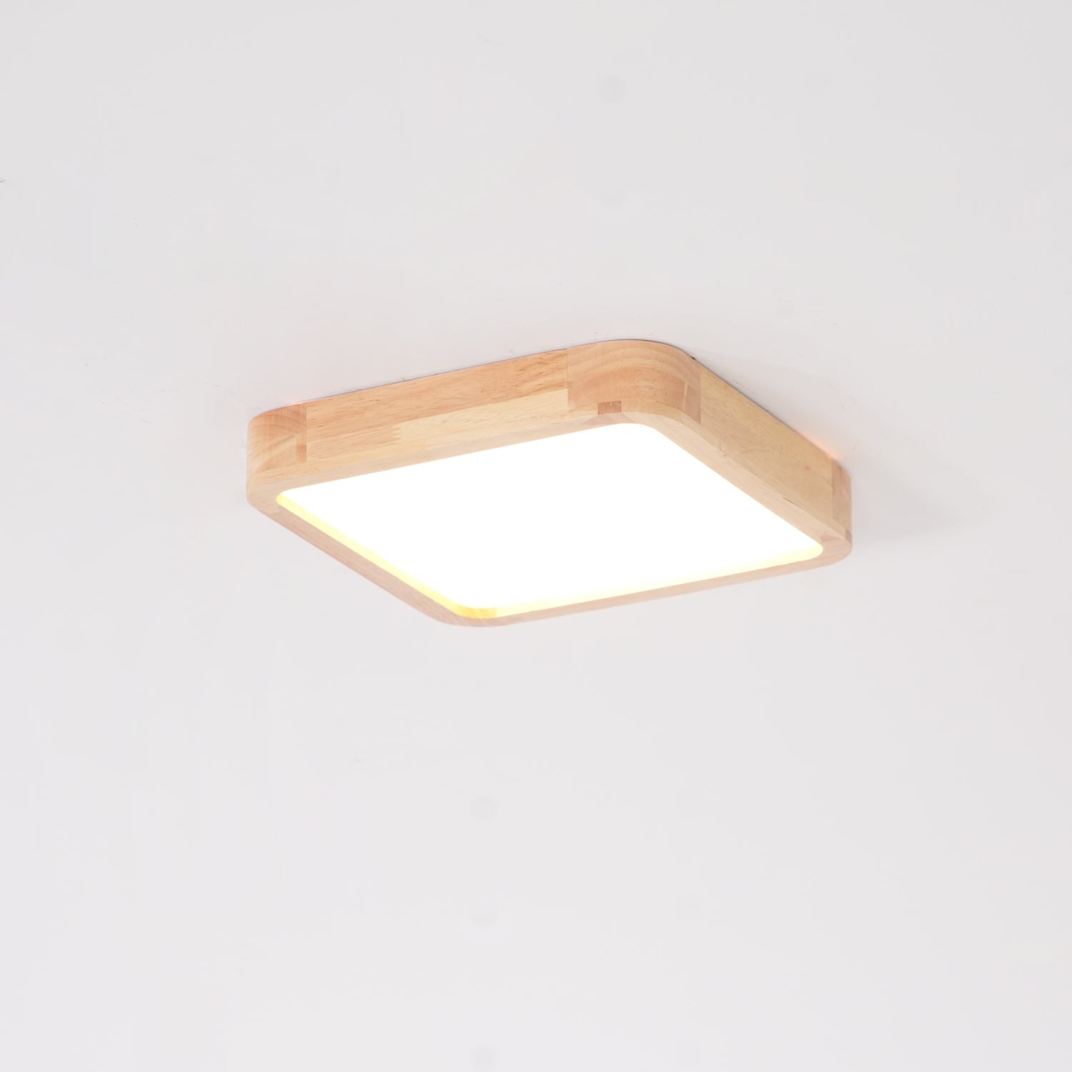 Lampa Sufitowa Skandynawska z Drewnianą Oprawą i Akrylowym Kloszem