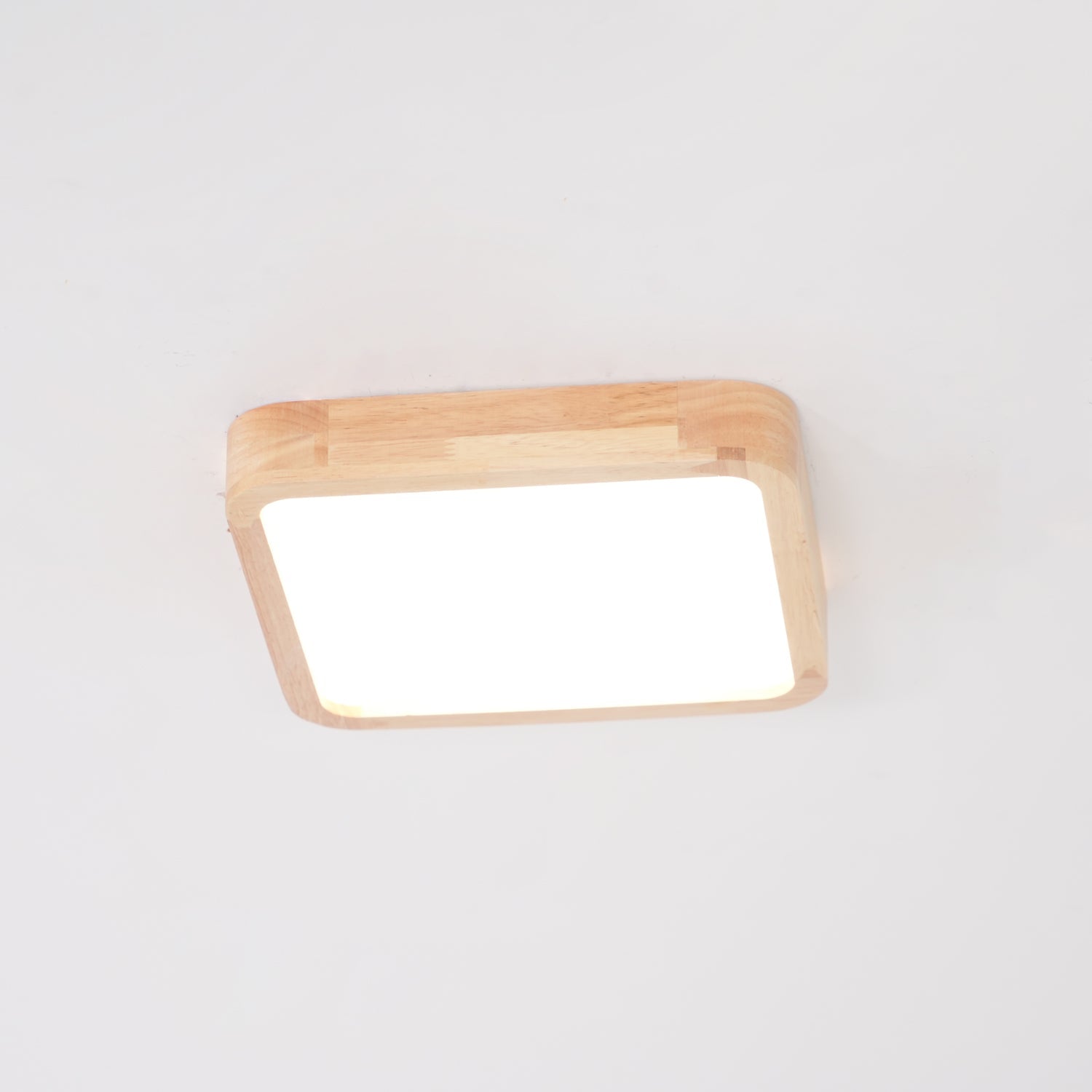 Lampa Sufitowa Skandynawska z Drewnianą Oprawą i Akrylowym Kloszem