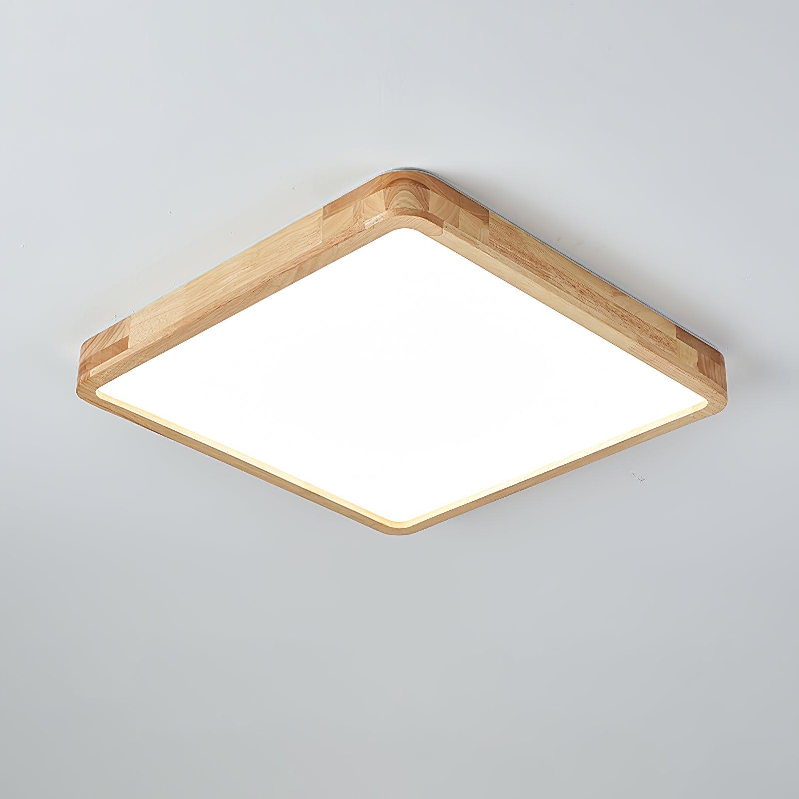 Lampa Sufitowa Skandynawska z Drewnianą Oprawą i Akrylowym Kloszem