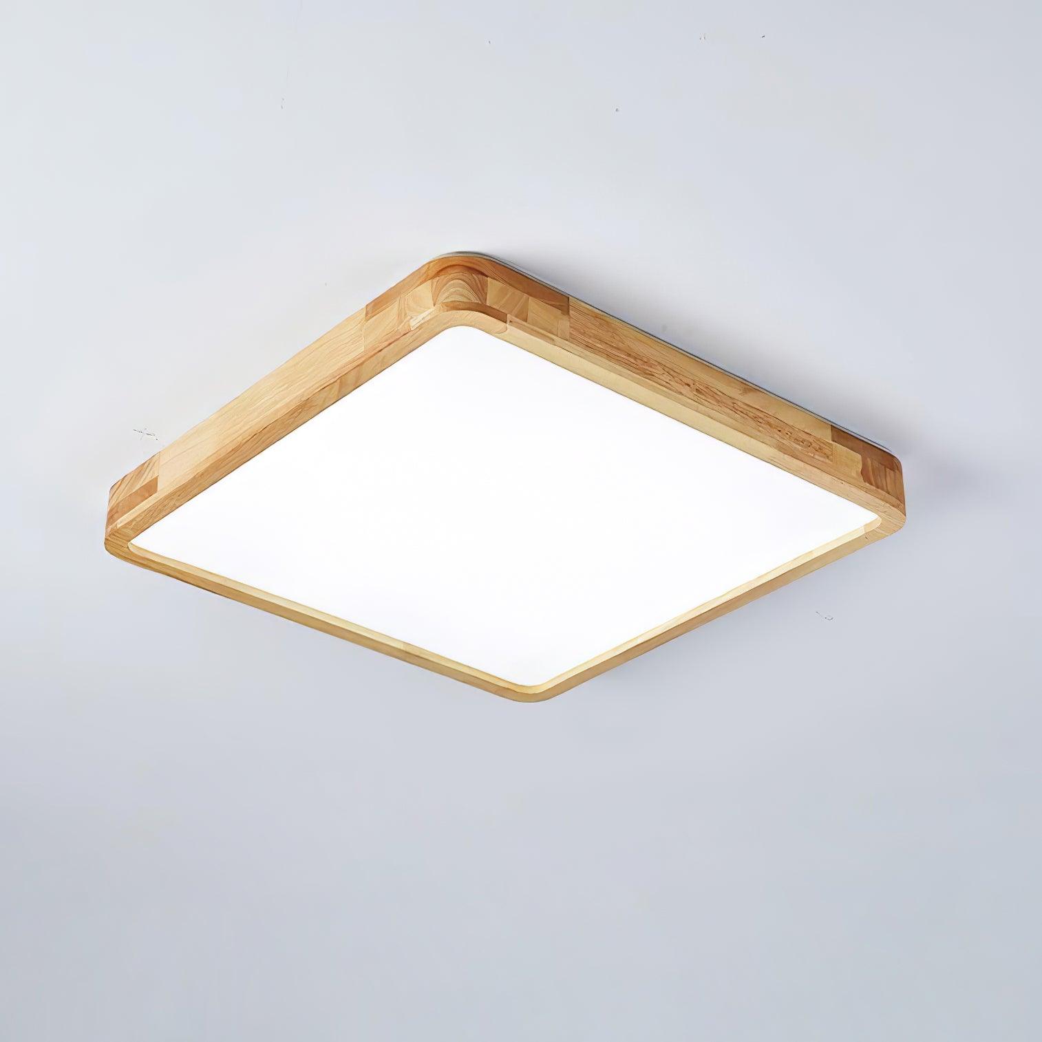 Lampa Sufitowa Skandynawska z Drewnianą Oprawą i Akrylowym Kloszem