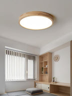 Lampa Sufitowa Skandynawska z Drewnianą Oprawą i Akrylowym Kloszem