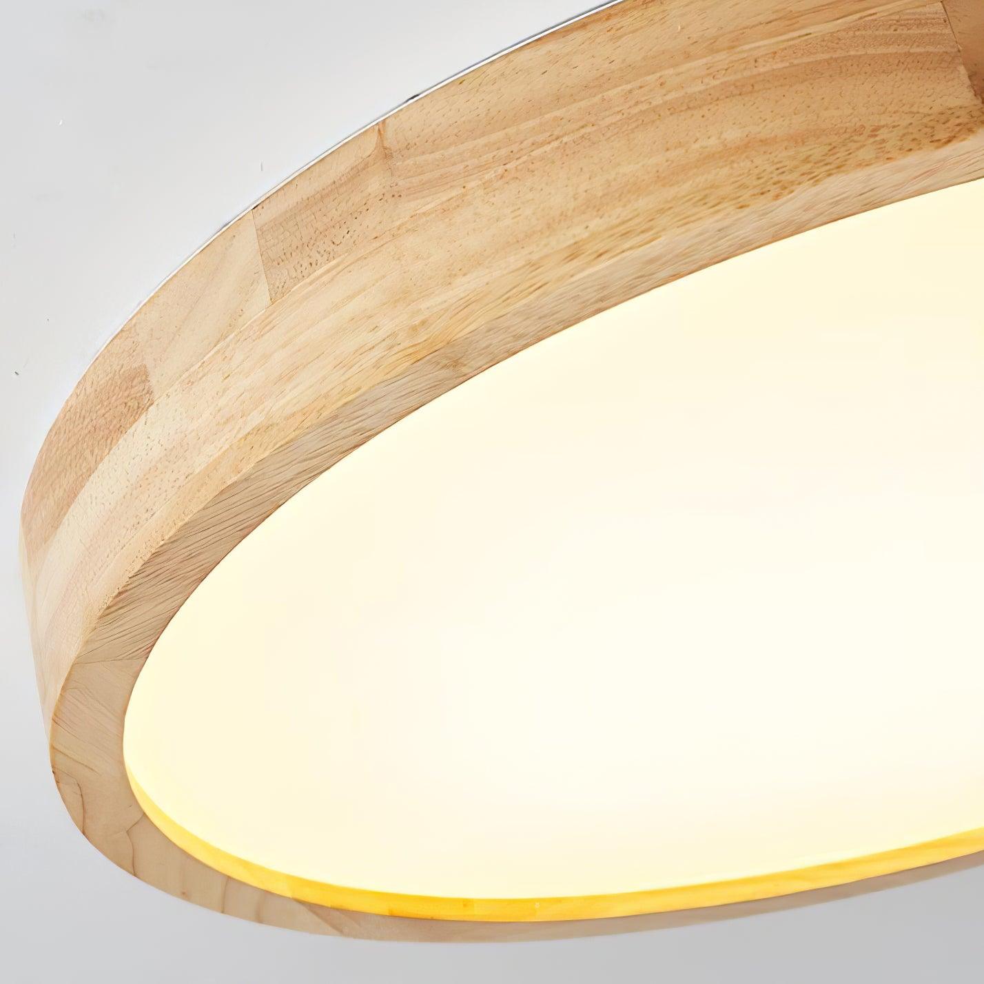 Lampa Sufitowa Skandynawska z Drewnianą Oprawą i Akrylowym Kloszem