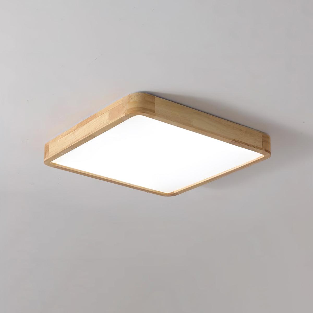 Lampa Sufitowa Skandynawska z Drewnianą Oprawą i Akrylowym Kloszem
