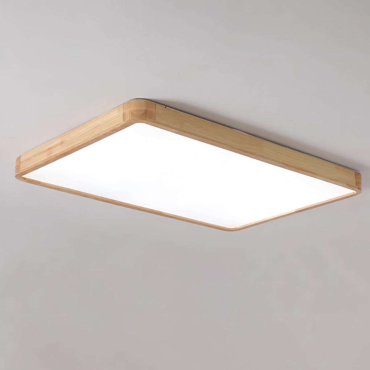 Lampa Sufitowa Skandynawska z Drewnianą Oprawą i Akrylowym Kloszem