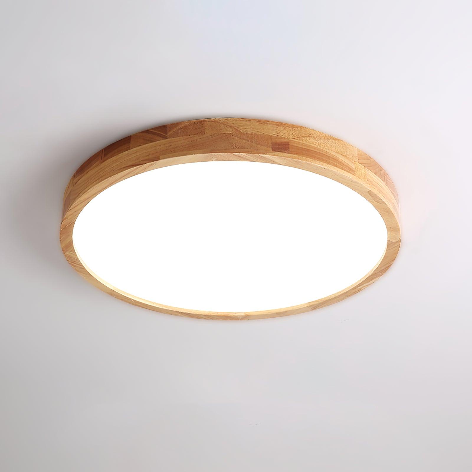 Lampa Sufitowa Skandynawska z Drewnianą Oprawą i Akrylowym Kloszem