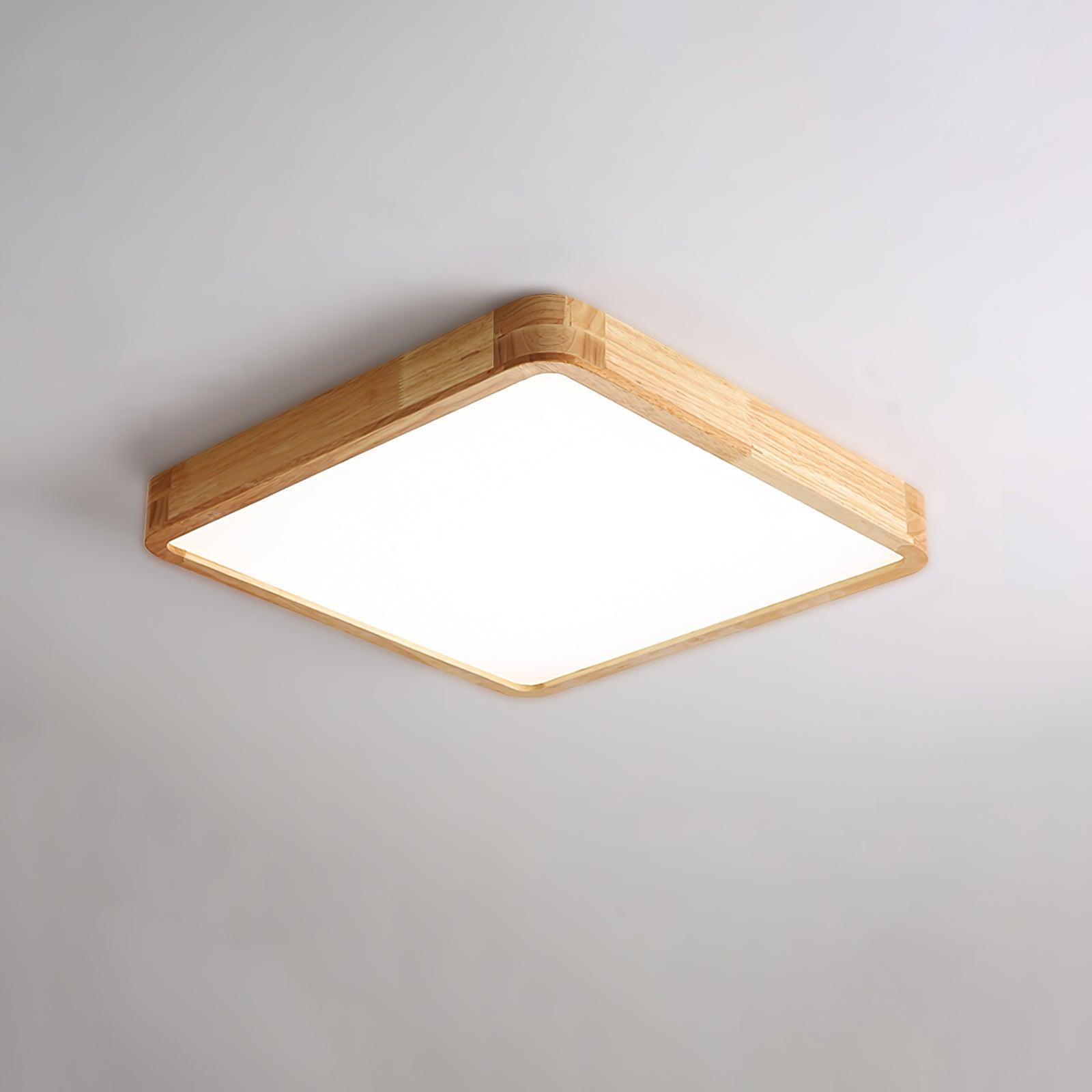 Lampa Sufitowa Skandynawska z Drewnianą Oprawą i Akrylowym Kloszem