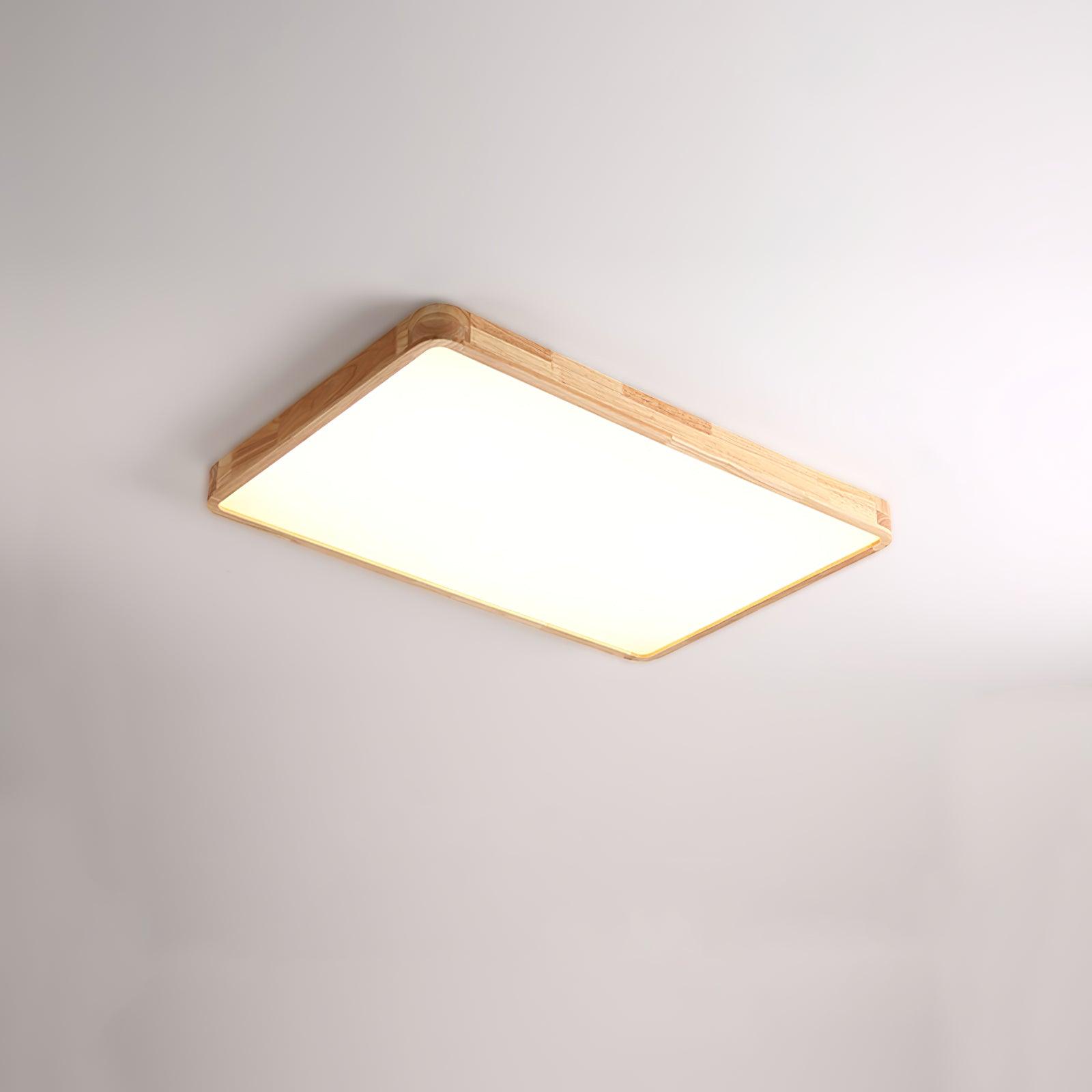 Lampa Sufitowa Skandynawska z Drewnianą Oprawą i Akrylowym Kloszem