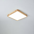 Lampa Sufitowa Skandynawska z Drewnianą Oprawą i Akrylowym Kloszem