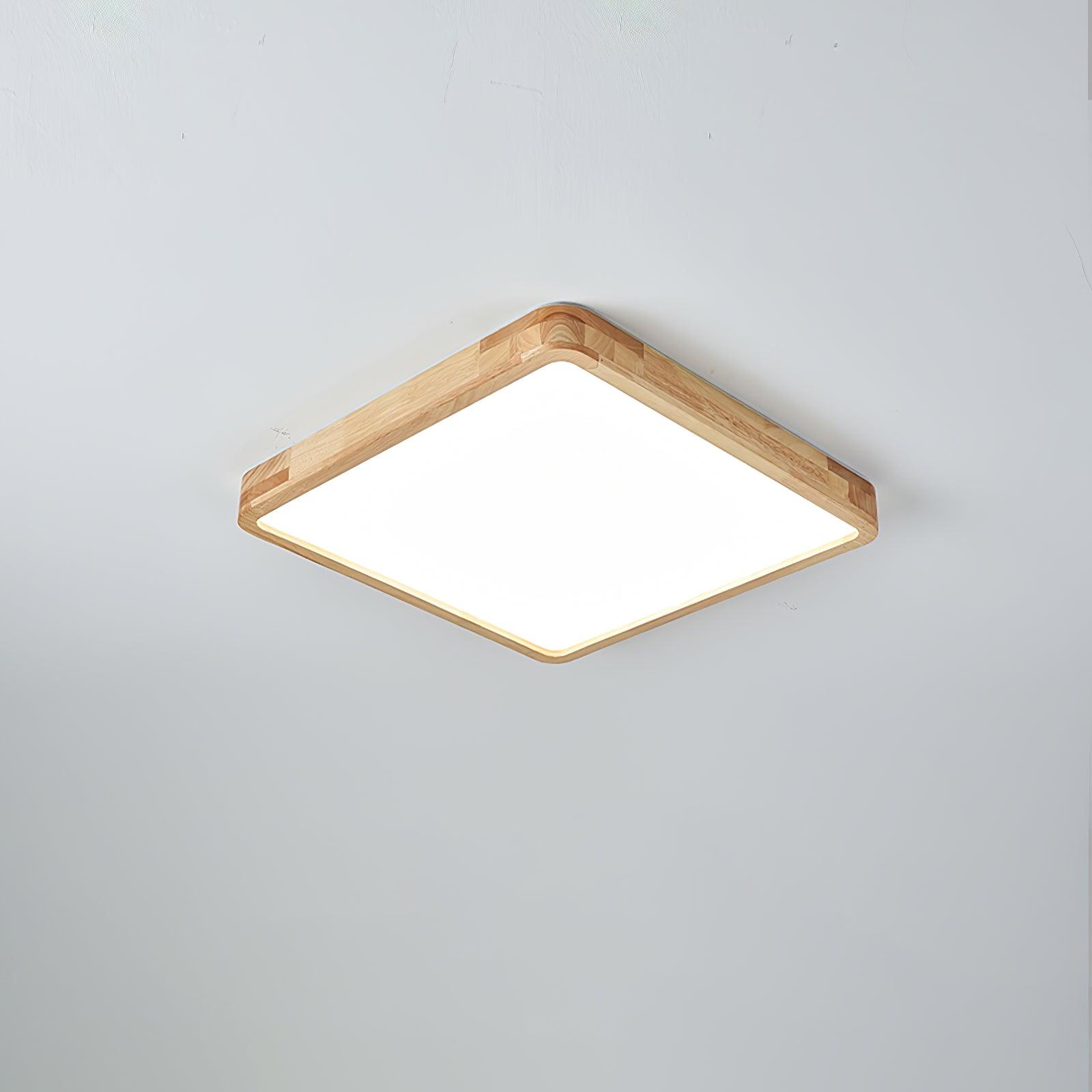 Lampa Sufitowa Skandynawska z Drewnianą Oprawą i Akrylowym Kloszem
