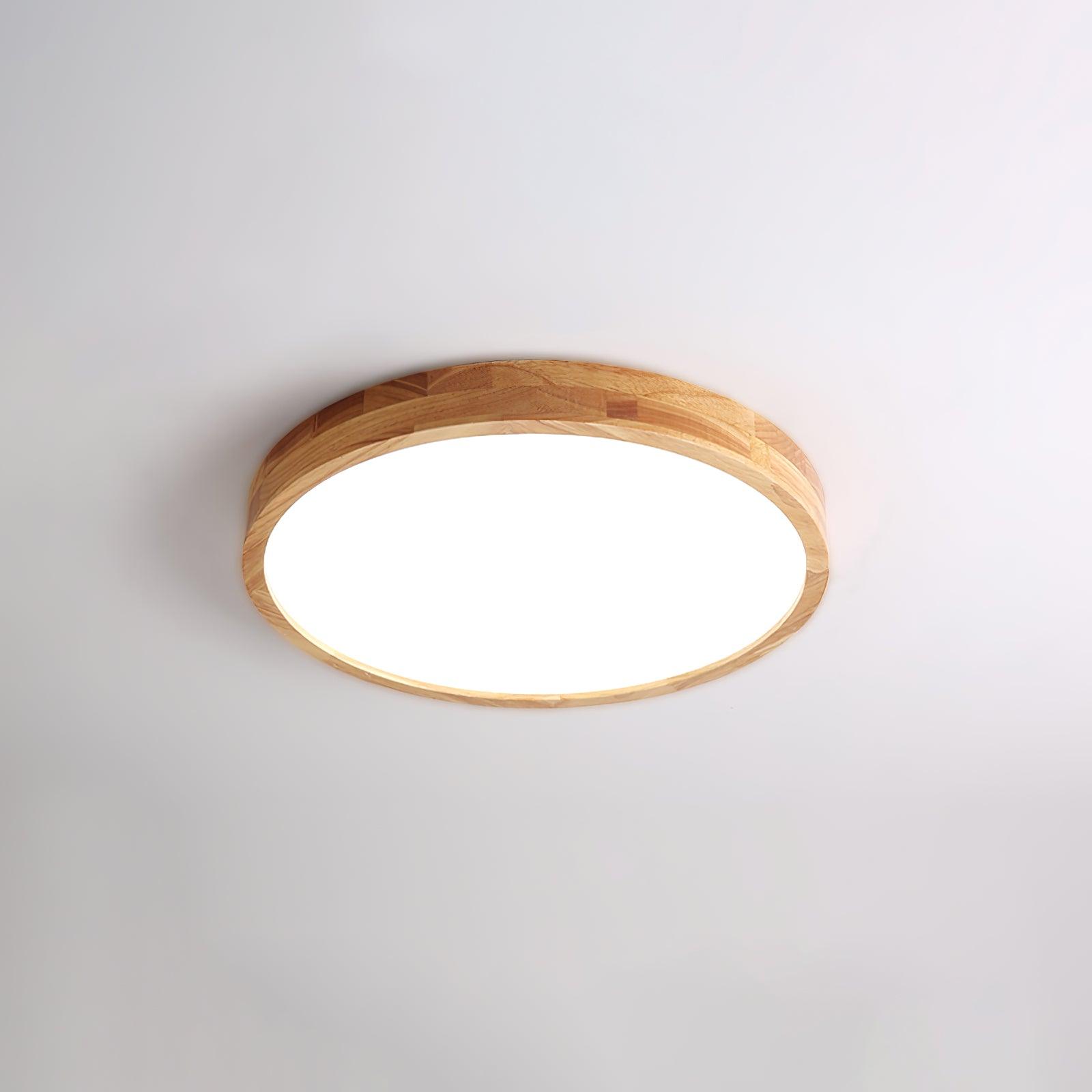 Lampa Sufitowa Skandynawska z Drewnianą Oprawą i Akrylowym Kloszem