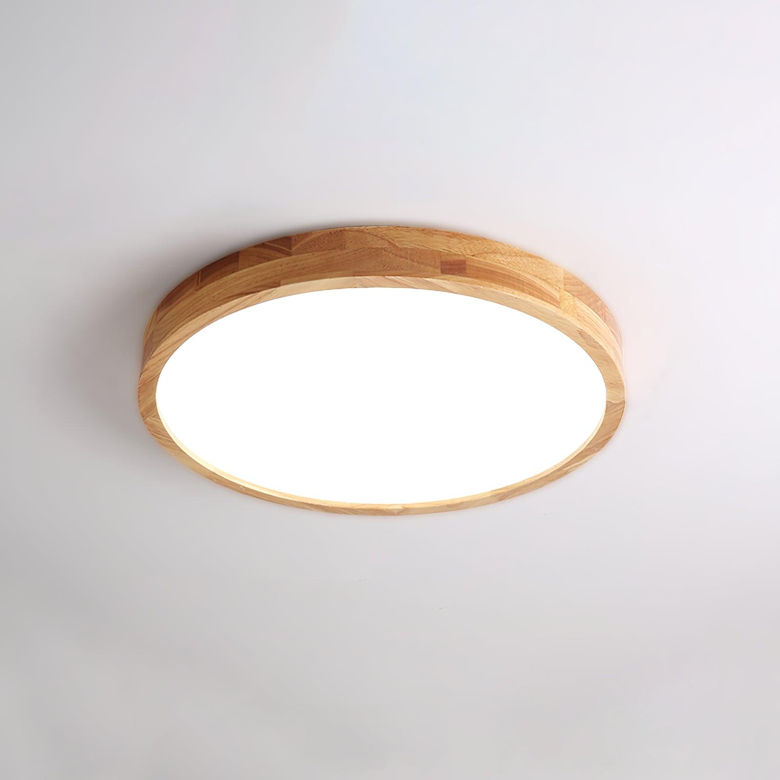 Lampa Sufitowa Skandynawska z Drewnianą Oprawą i Akrylowym Kloszem