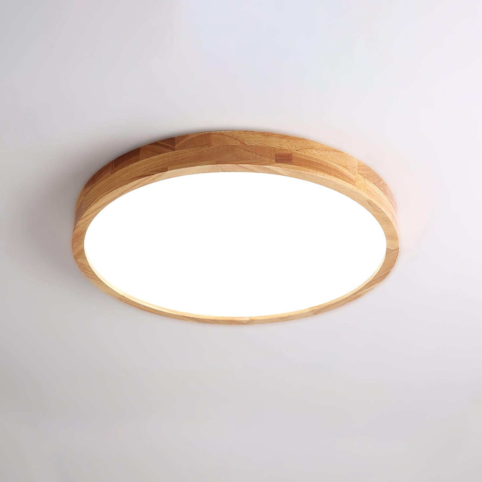 Lampa Sufitowa Skandynawska z Drewnianą Oprawą i Akrylowym Kloszem