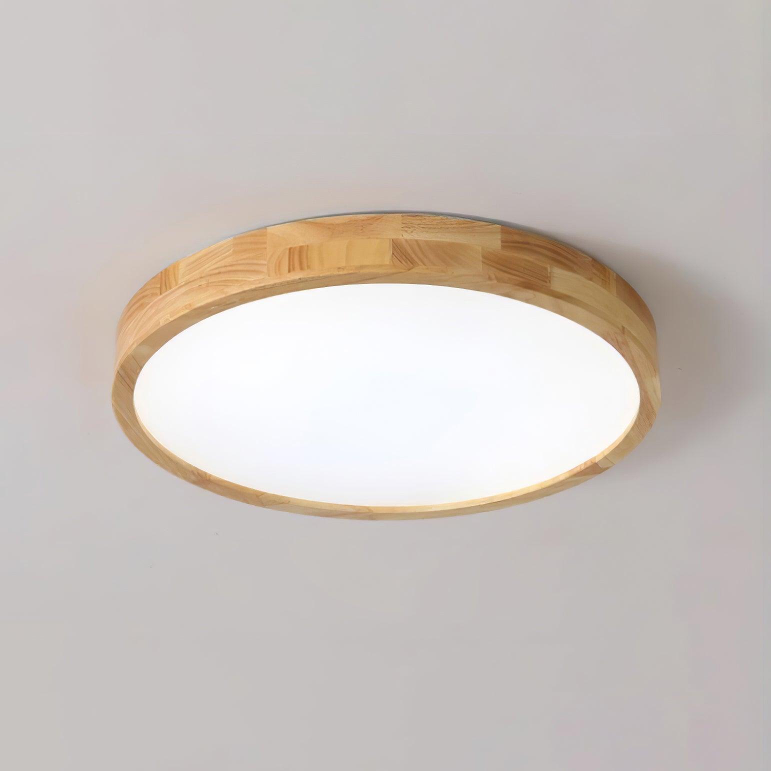 Lampa Sufitowa Skandynawska z Drewnianą Oprawą i Akrylowym Kloszem