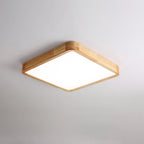 Lampa Sufitowa Skandynawska z Drewnianą Oprawą i Akrylowym Kloszem