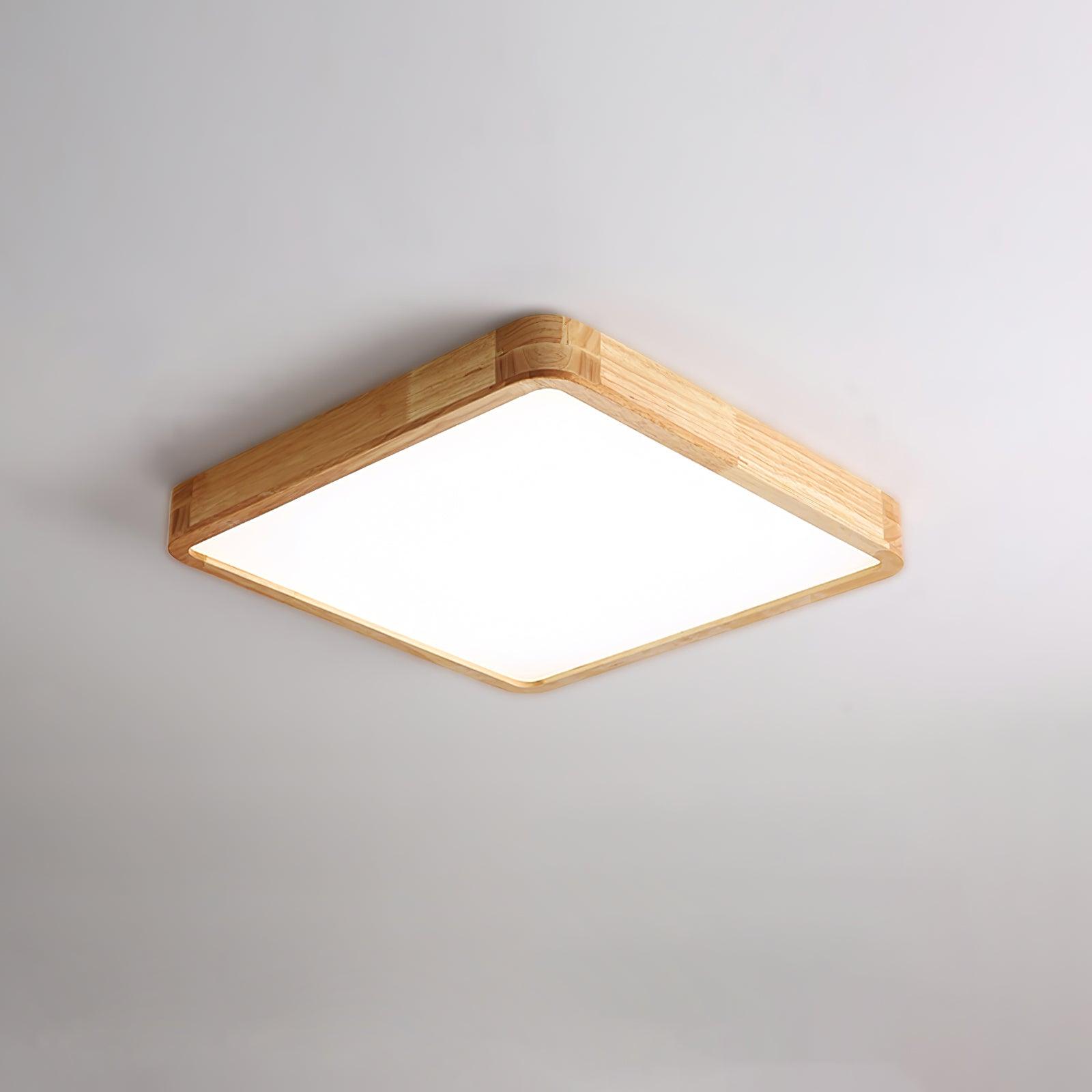 Lampa Sufitowa Skandynawska z Drewnianą Oprawą i Akrylowym Kloszem