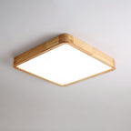 Lampa Sufitowa Skandynawska z Drewnianą Oprawą i Akrylowym Kloszem