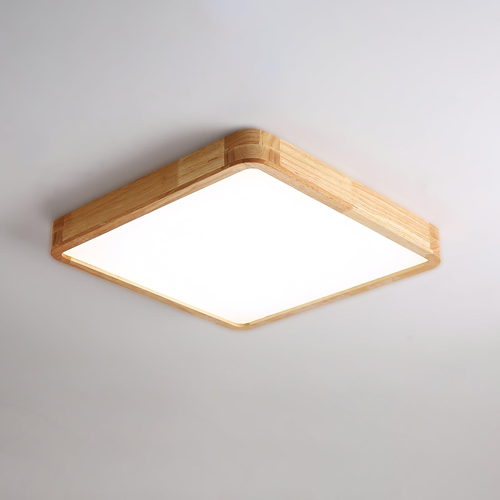Lampa Sufitowa Skandynawska z Drewnianą Oprawą i Akrylowym Kloszem