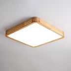 Lampa Sufitowa Skandynawska z Drewnianą Oprawą i Akrylowym Kloszem