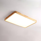 Lampa Sufitowa Skandynawska z Drewnianą Oprawą i Akrylowym Kloszem